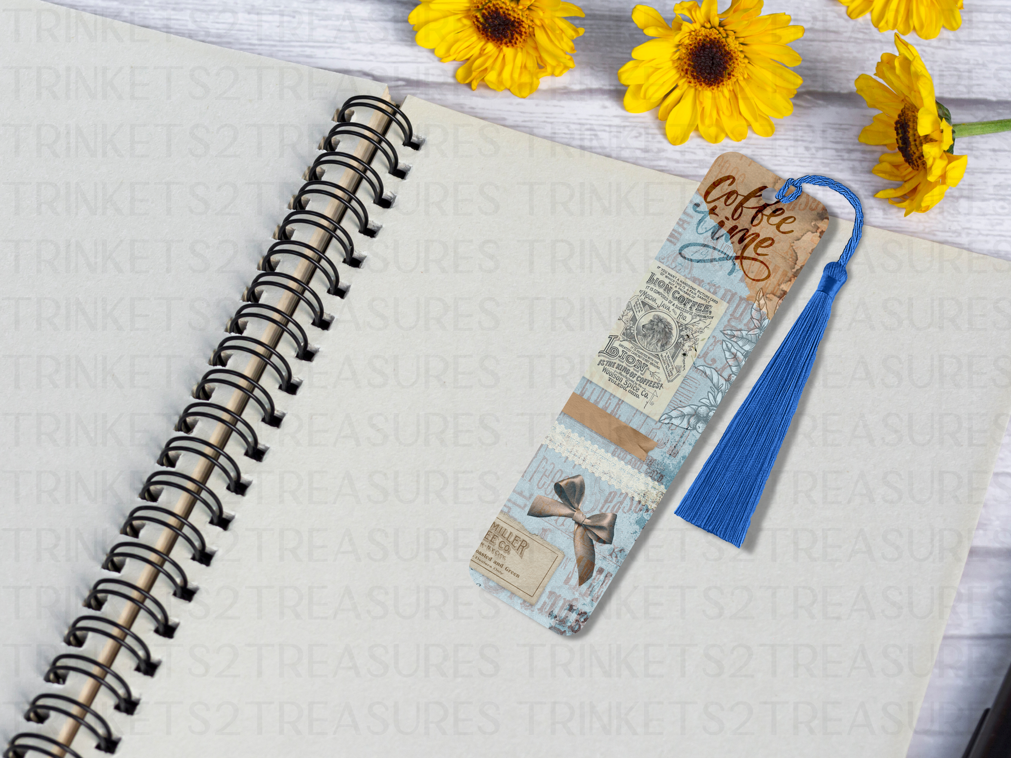 Bookmark and Tassel with Double Sided Sublimation Coffee Time #905