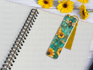 Bookmark and Tassel with Double Sided Sublimation Sunflower bee #923