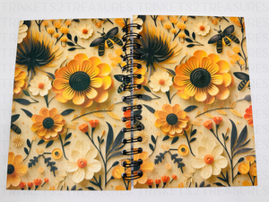 Personalized Paper Sunflower Wood Cover Notebook #1009