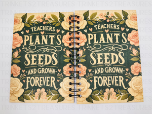 Personalized Teachers Plant Seeds Wood Cover Notebook #1002