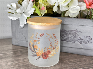 10 oz Frosted Candle Jars with Bamboo Lid/Multi-Purpose Jar/Harvest/#530