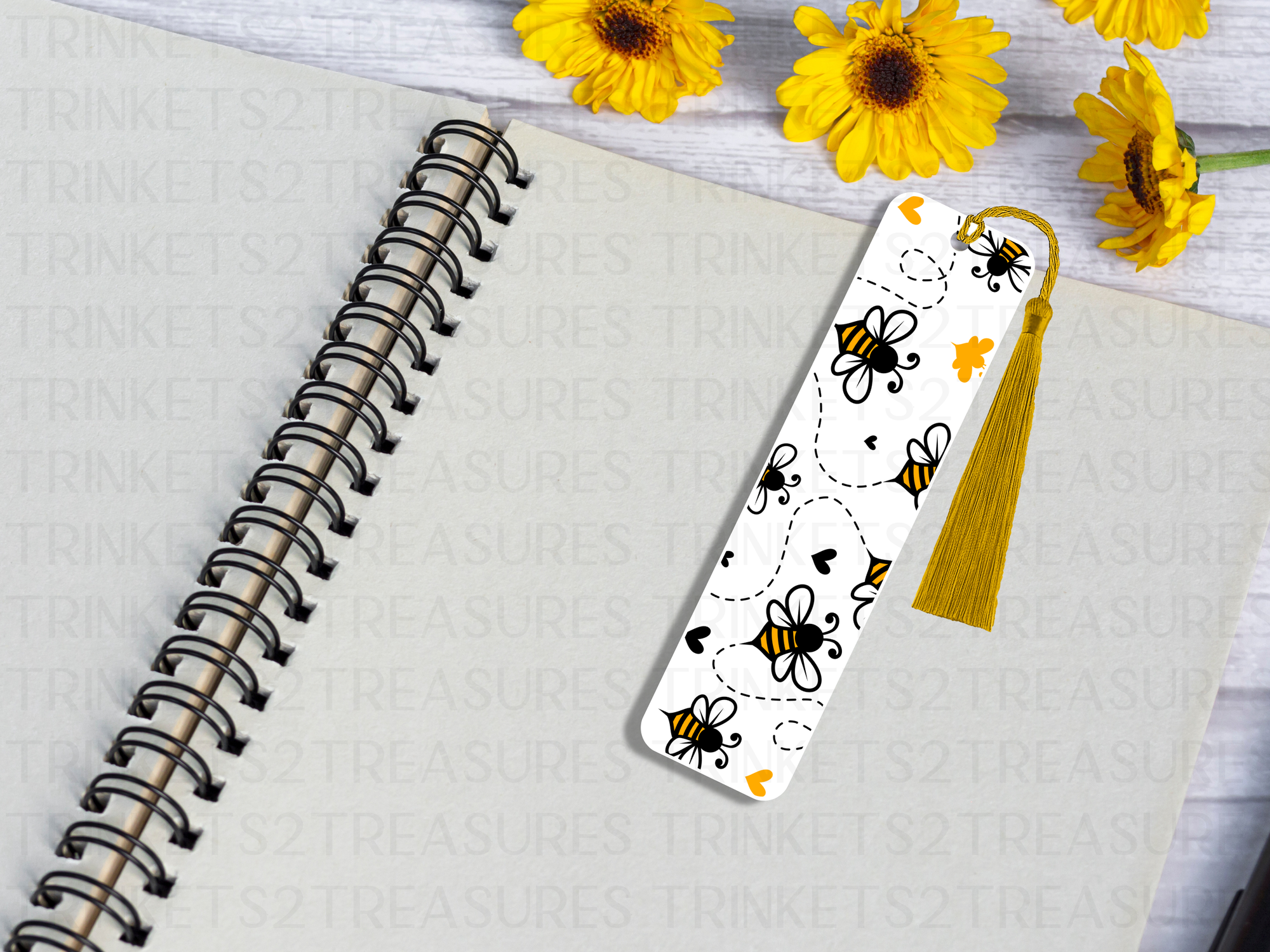 Bookmark and Tassel with Double Sided Sublimation Bumble Bees #934