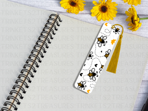 Bookmark and Tassel with Double Sided Sublimation Bumble Bees #934