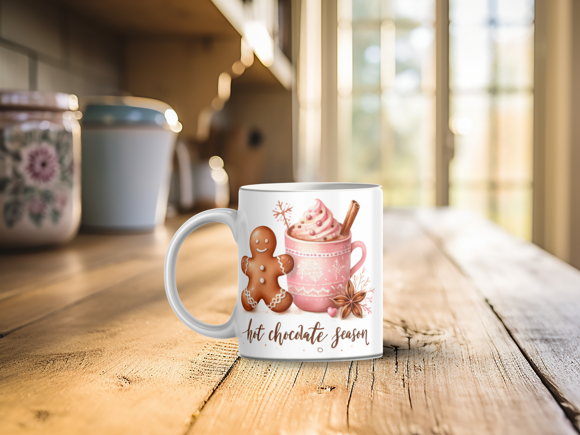 Personalized Ceramic Mug and Matching Coaster Set/11 oz or 15 oz Coffee Mug/Hot Chocolate Season #148