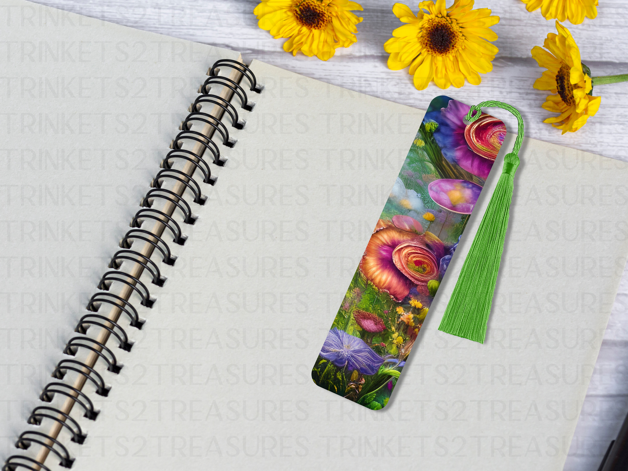 Bookmark and Tassel with Double Sided Sublimation Mystic Flowers #912