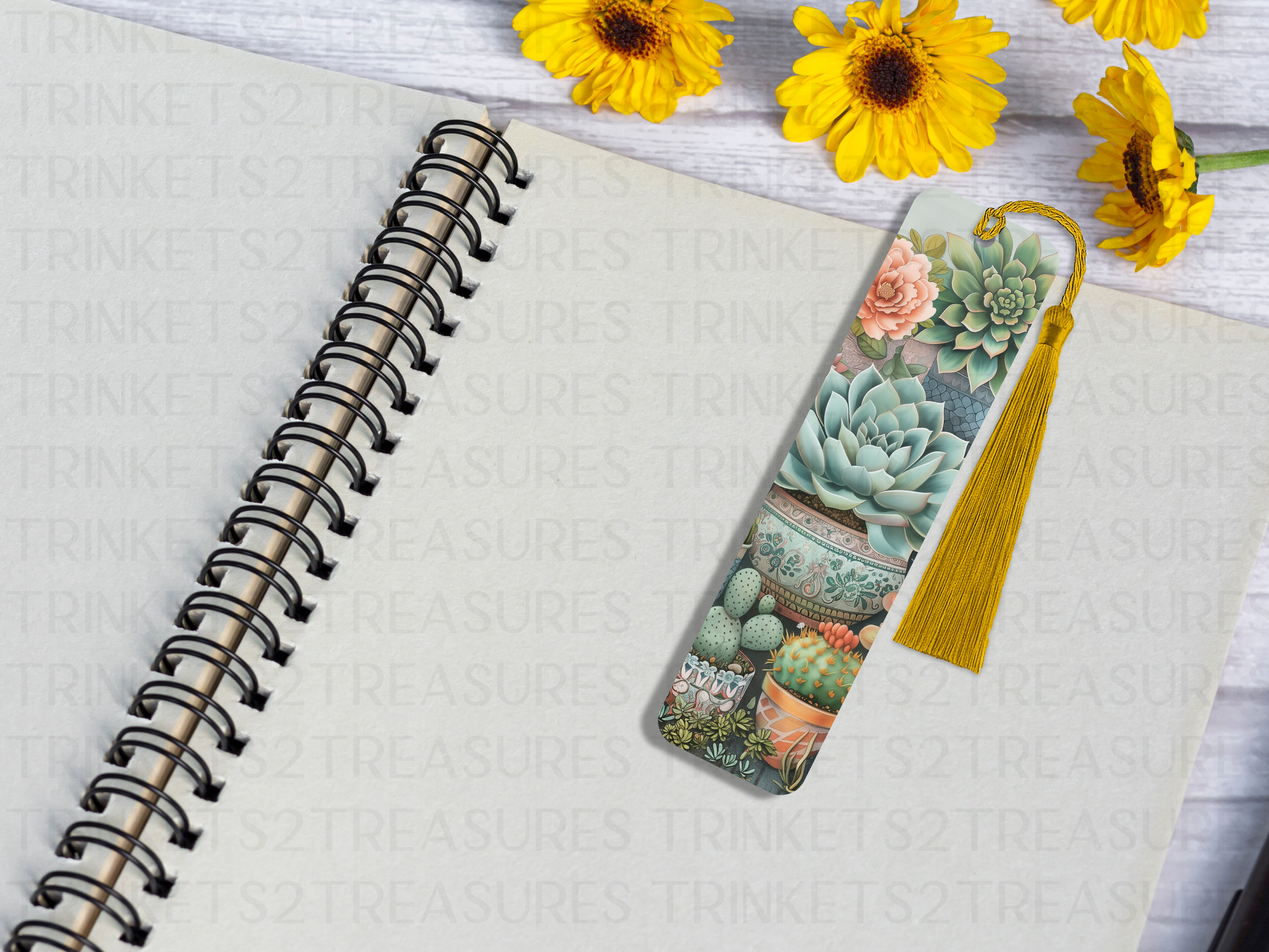 Bookmark and Tassel with Double Sided Sublimation Succulent Splendor #922