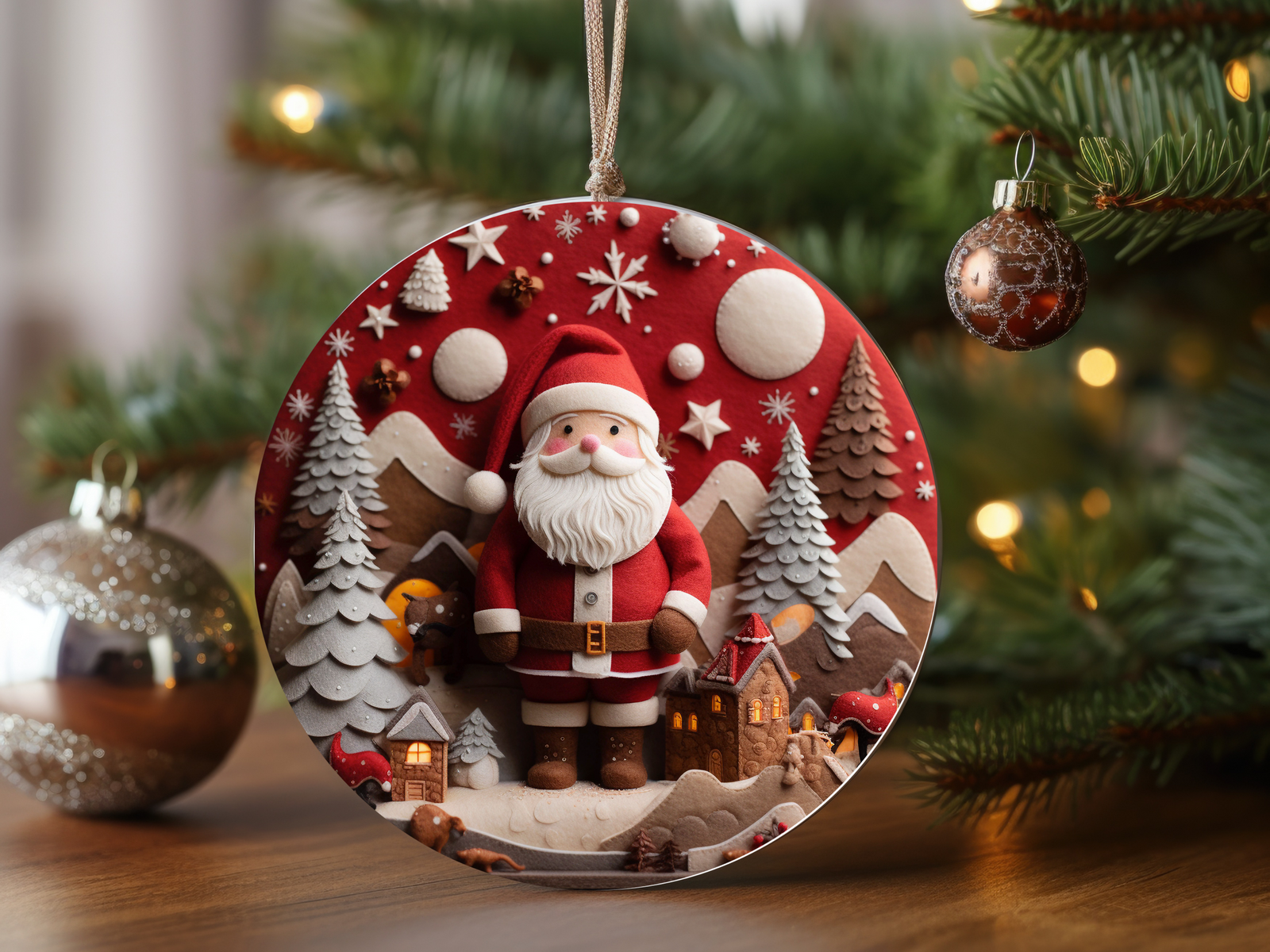 3" Ceramic Ornament Red Santa #404