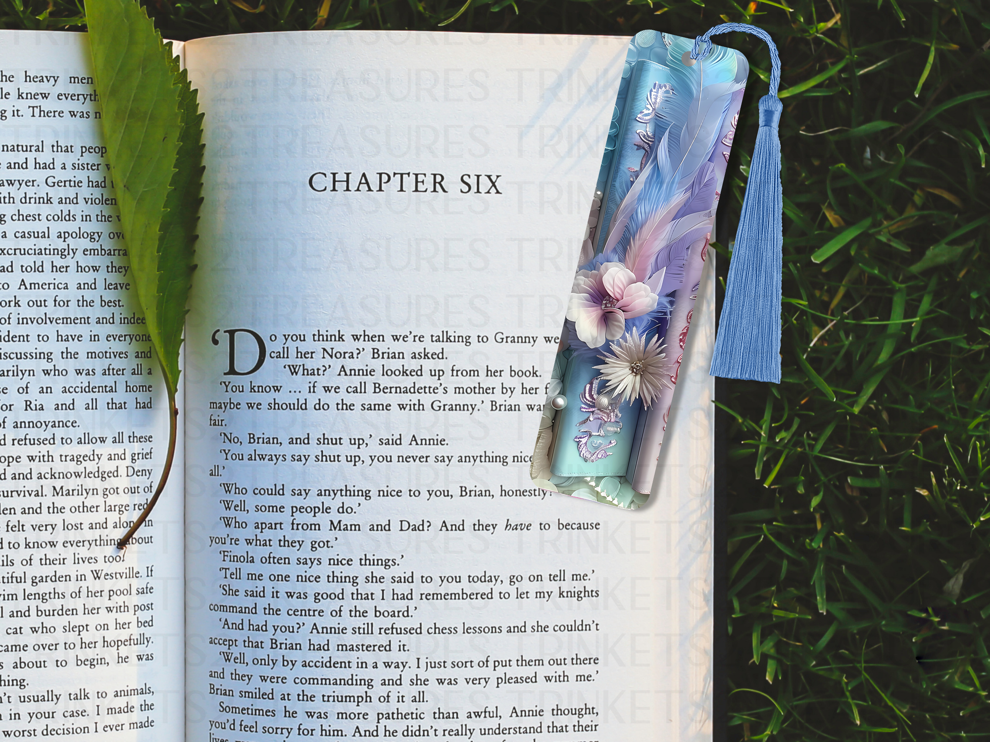 Bookmark and Tassel with Double Sided Sublimation Elegant Blue Book #907