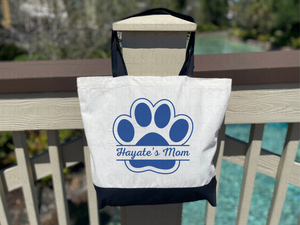 Personalized Canvas Tote Bag with Matching Canvas Make-up Pet Paw Split #730