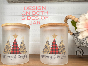 10 oz Frosted Candle Jars with Bamboo Lid/Multi-Purpose Jar/Merry & Bright Red Plaid/#535