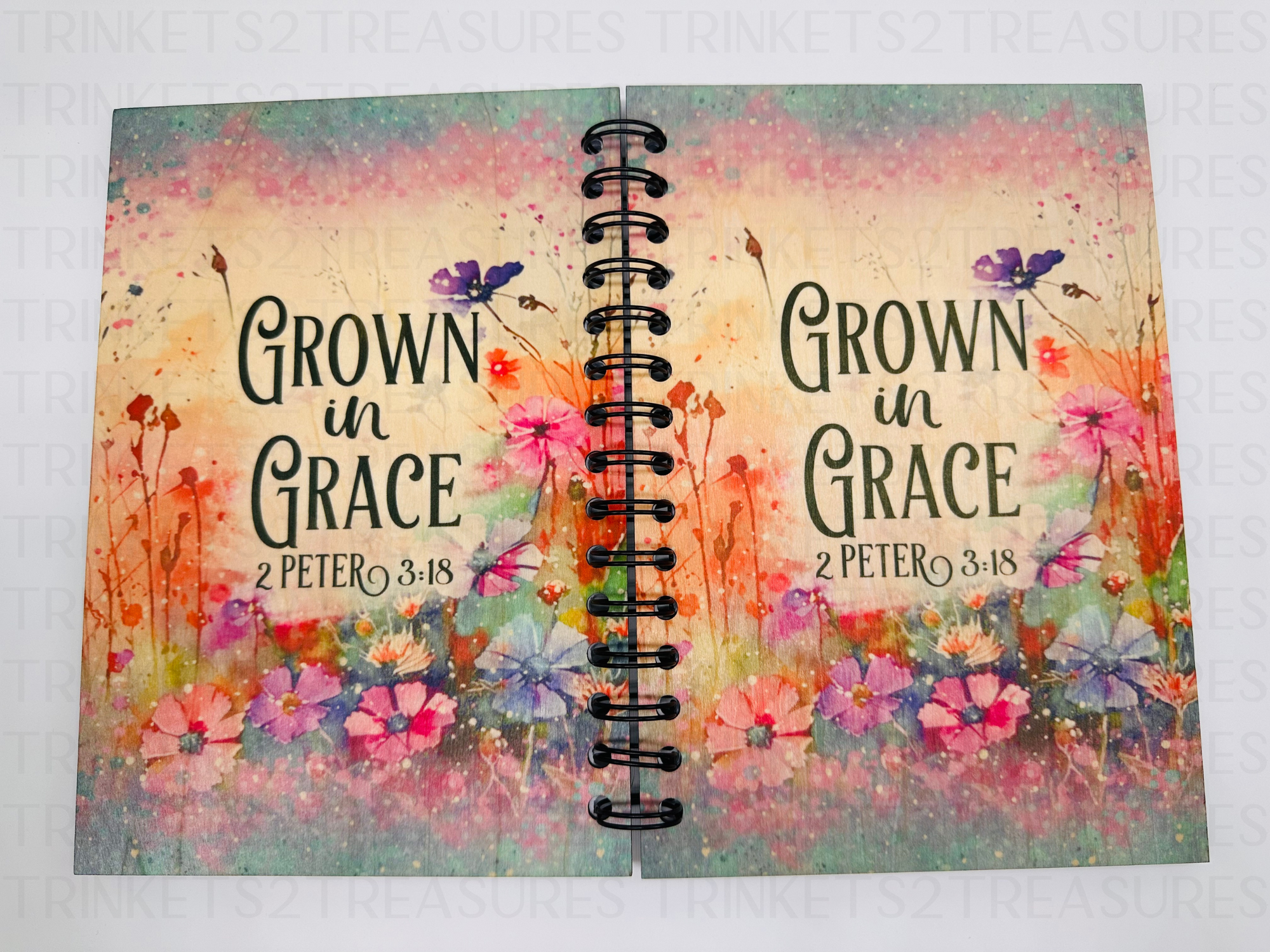 Personalized Grown in Grace Wood Cover Notebook #1004