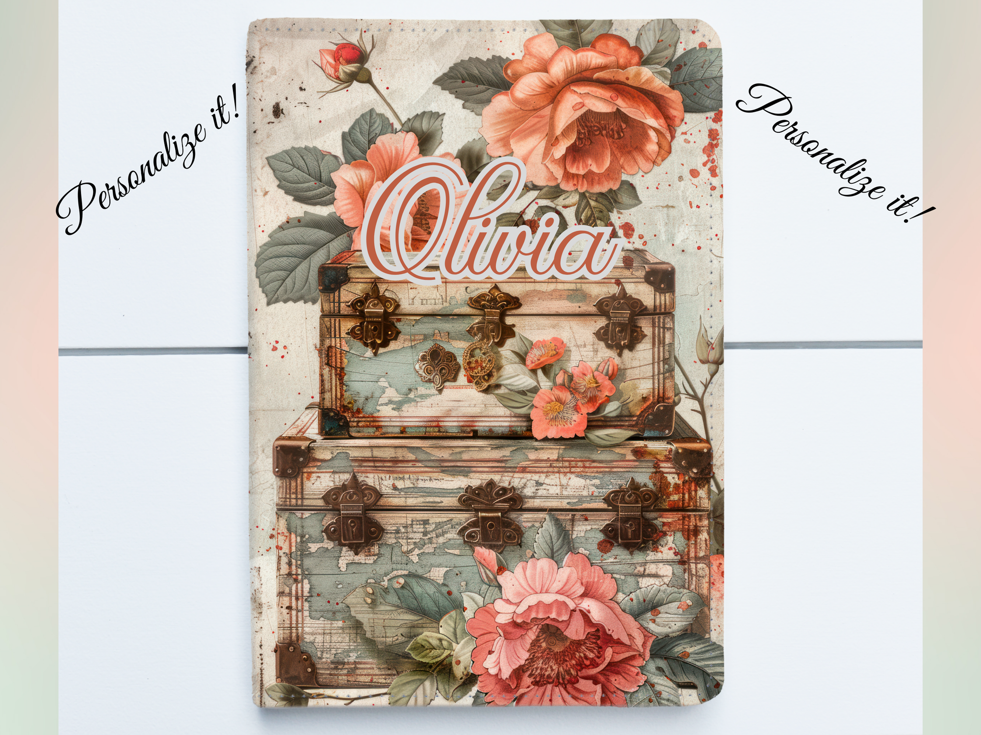 Personalized Journal and Matching Bookmark Traveling Roses Keepsake Journal #815