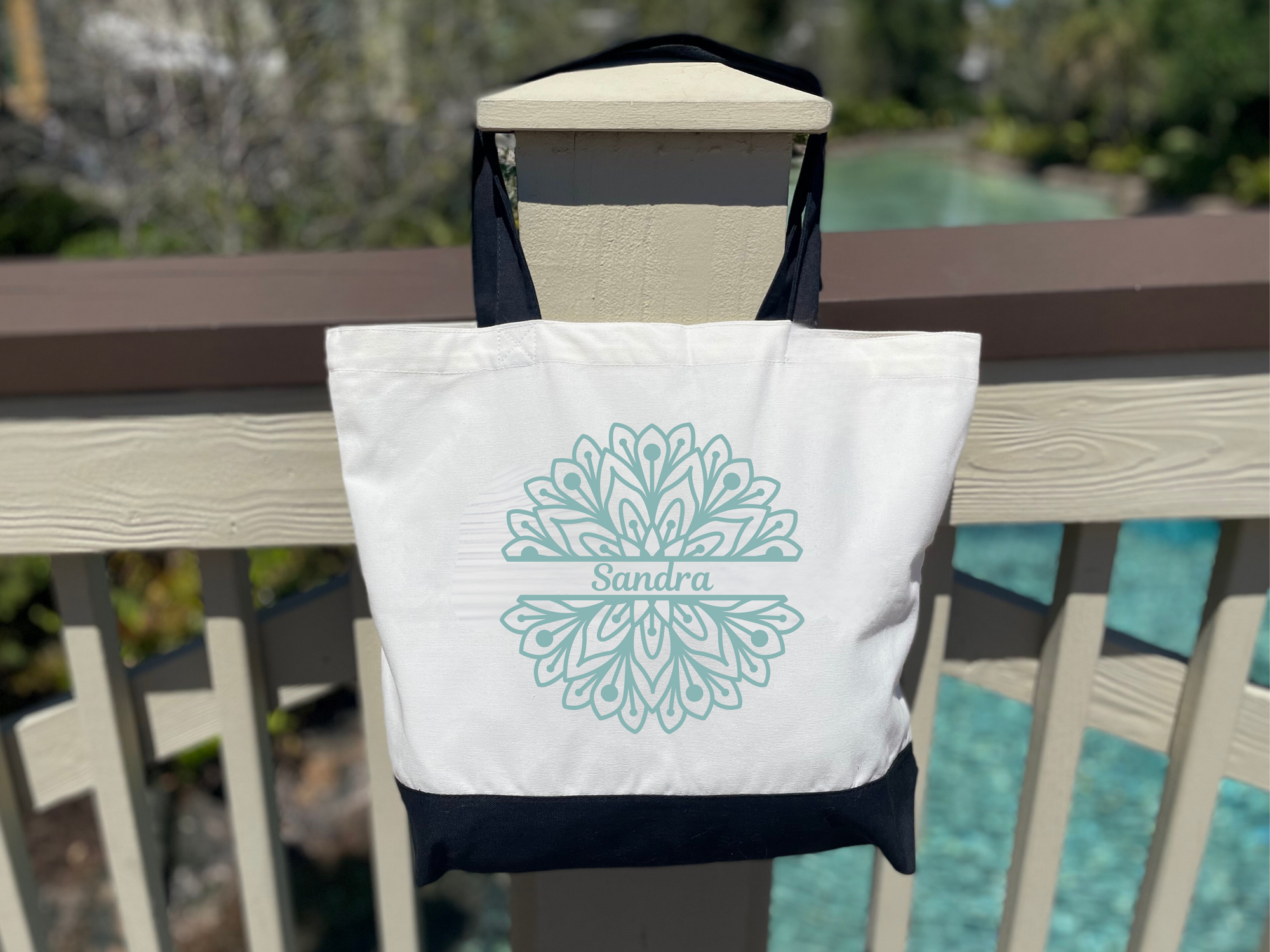 Personalized Canvas Tote Bag with Matching Canvas Make-up Mandala #727