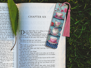 Bookmark and Tassel with Double Sided Sublimation Dainty Tea Cups #914