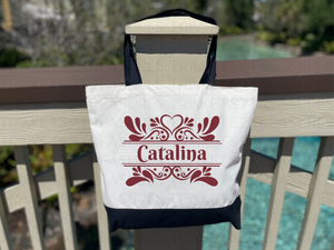 Personalized Canvas Tote Bag with Matching Canvas Make-up Bag Encanto #723