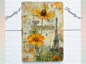 Personalized Journal and Matching Bookmark Spring in Paris Keepsake Journal #817