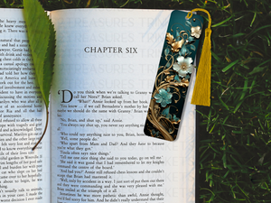 Bookmark and Tassel with Double Sided Sublimation Green & Gold Swirl #906