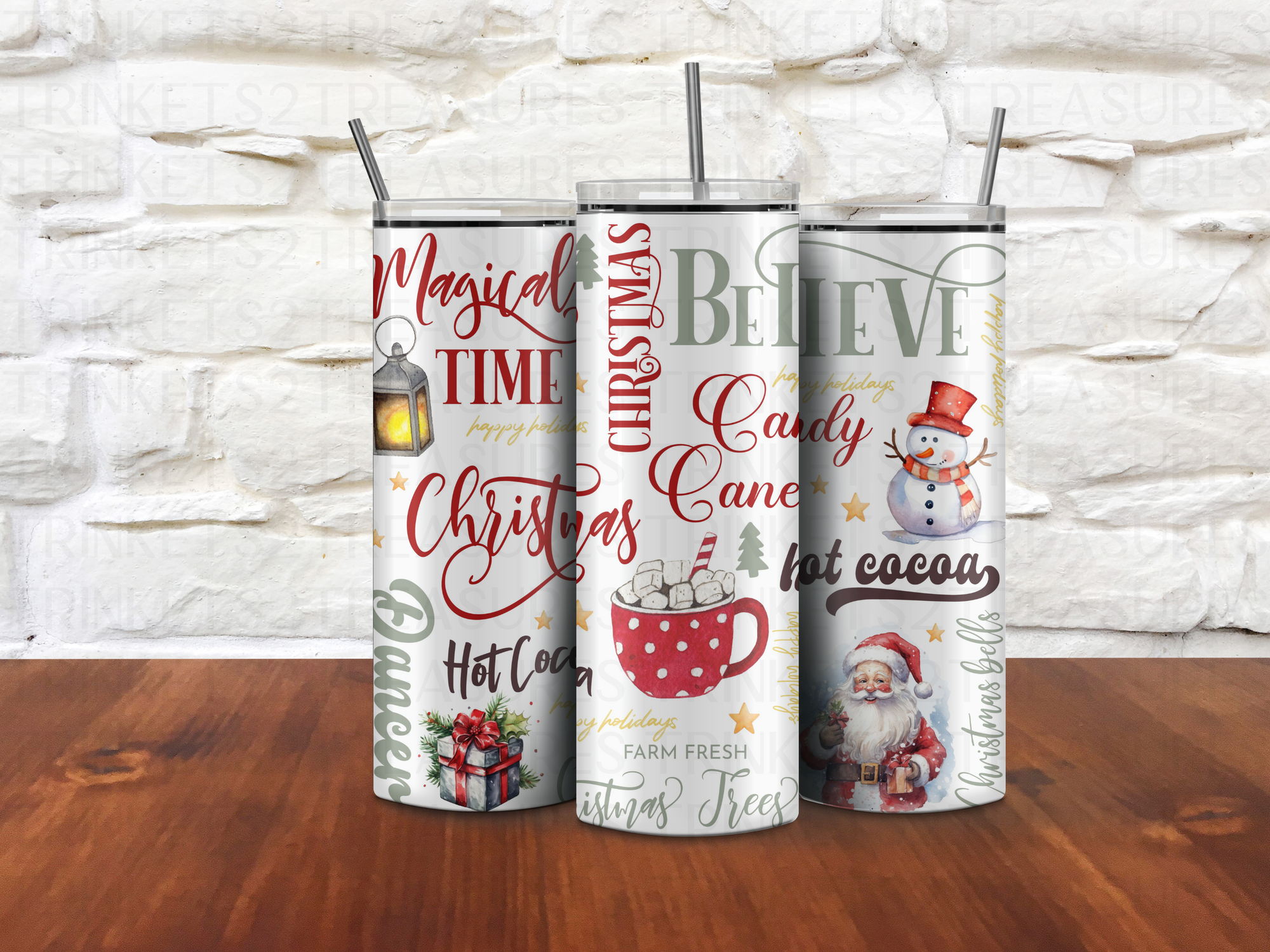 Personalized 20 oz Stainless Steel Tumbler with Metal Straw and Believe Design #337