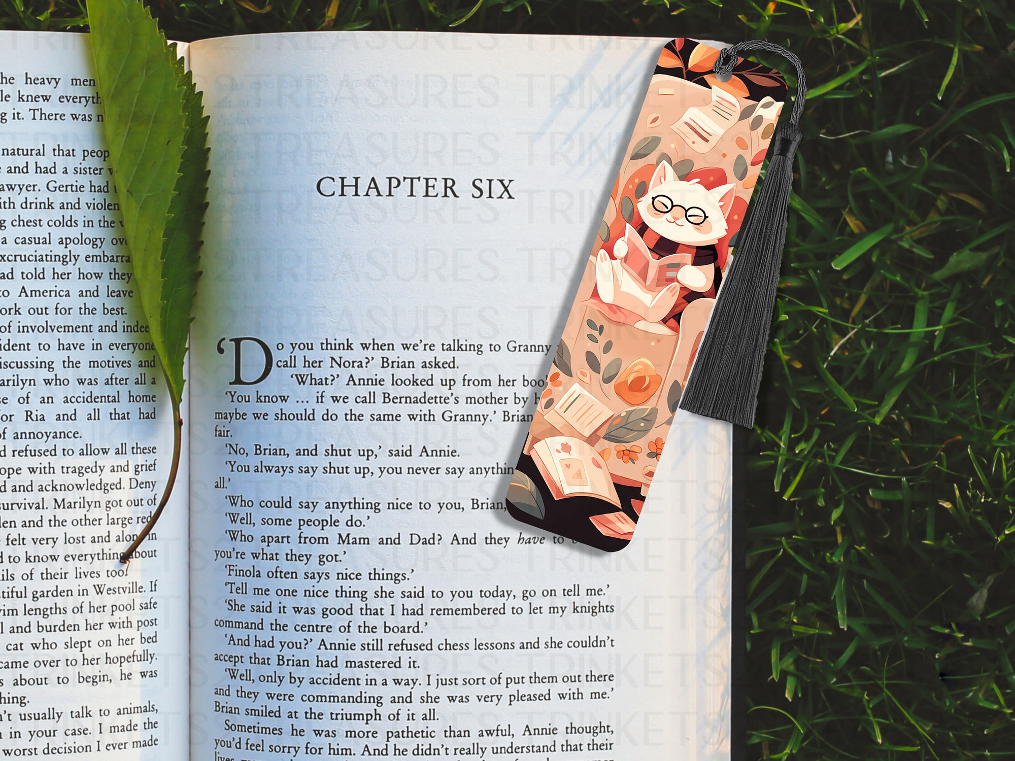 Bookmark and Tassel with Double Sided Sublimation Kitty Reader #916