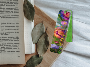 Bookmark and Tassel with Double Sided Sublimation Mystic Flowers #912