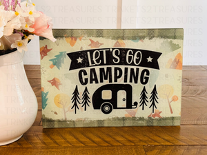 Personalized 8" x 11" Textured & Tempered Glass Cutting Board/Let's Go Camping/#611