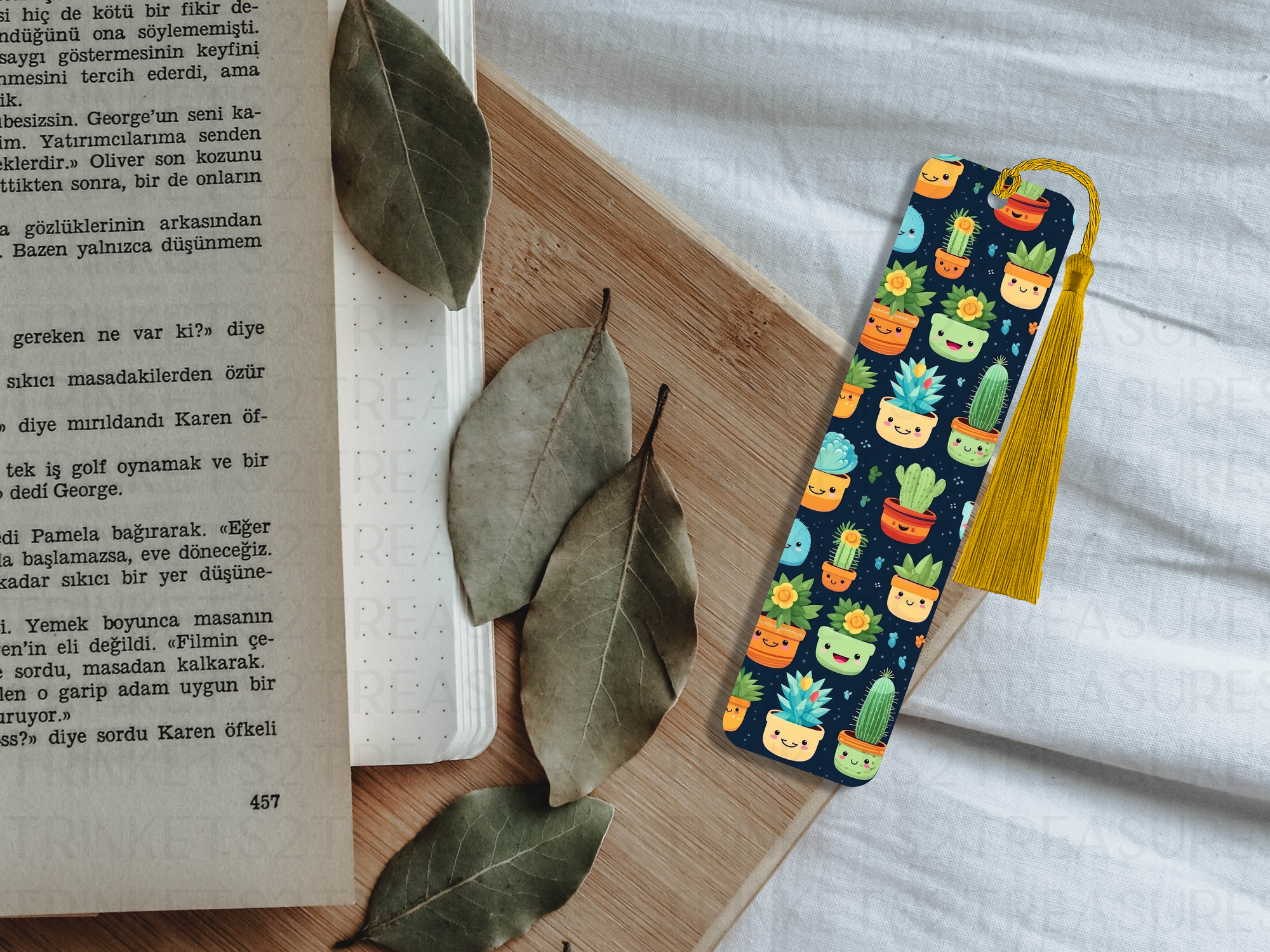 Bookmark and Tassel with Double Sided Sublimation Succulent Smiles #928