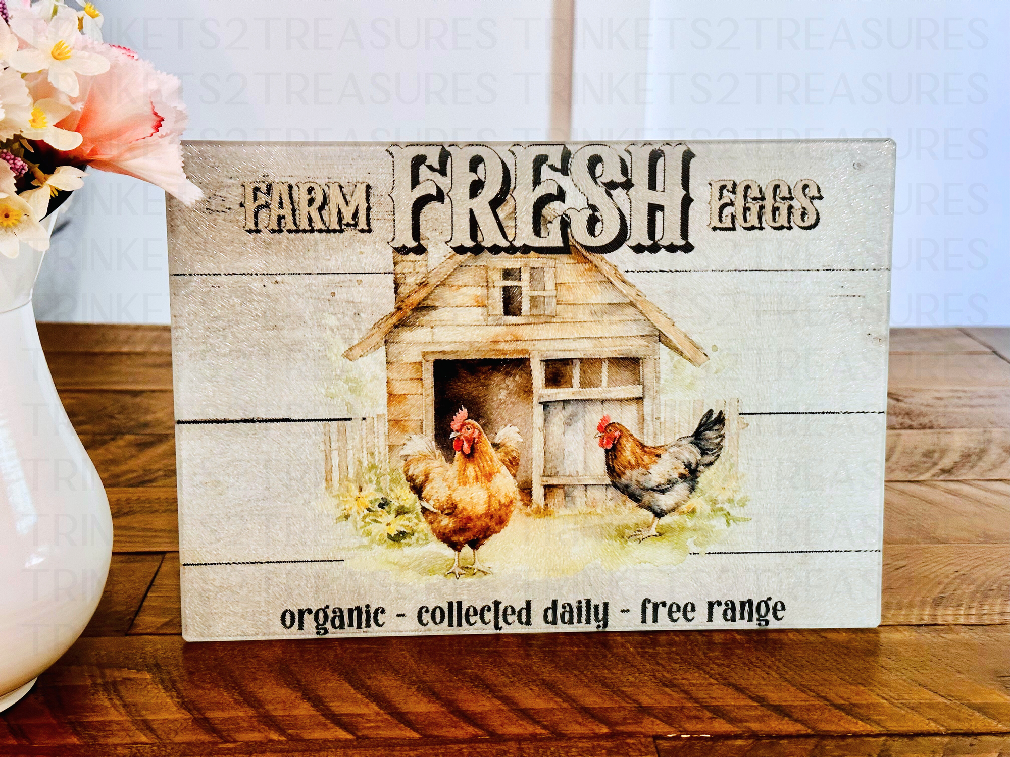 Personalized 8" x 11" Textured & Tempered Glass Cutting Board/Country Kitchen/#615