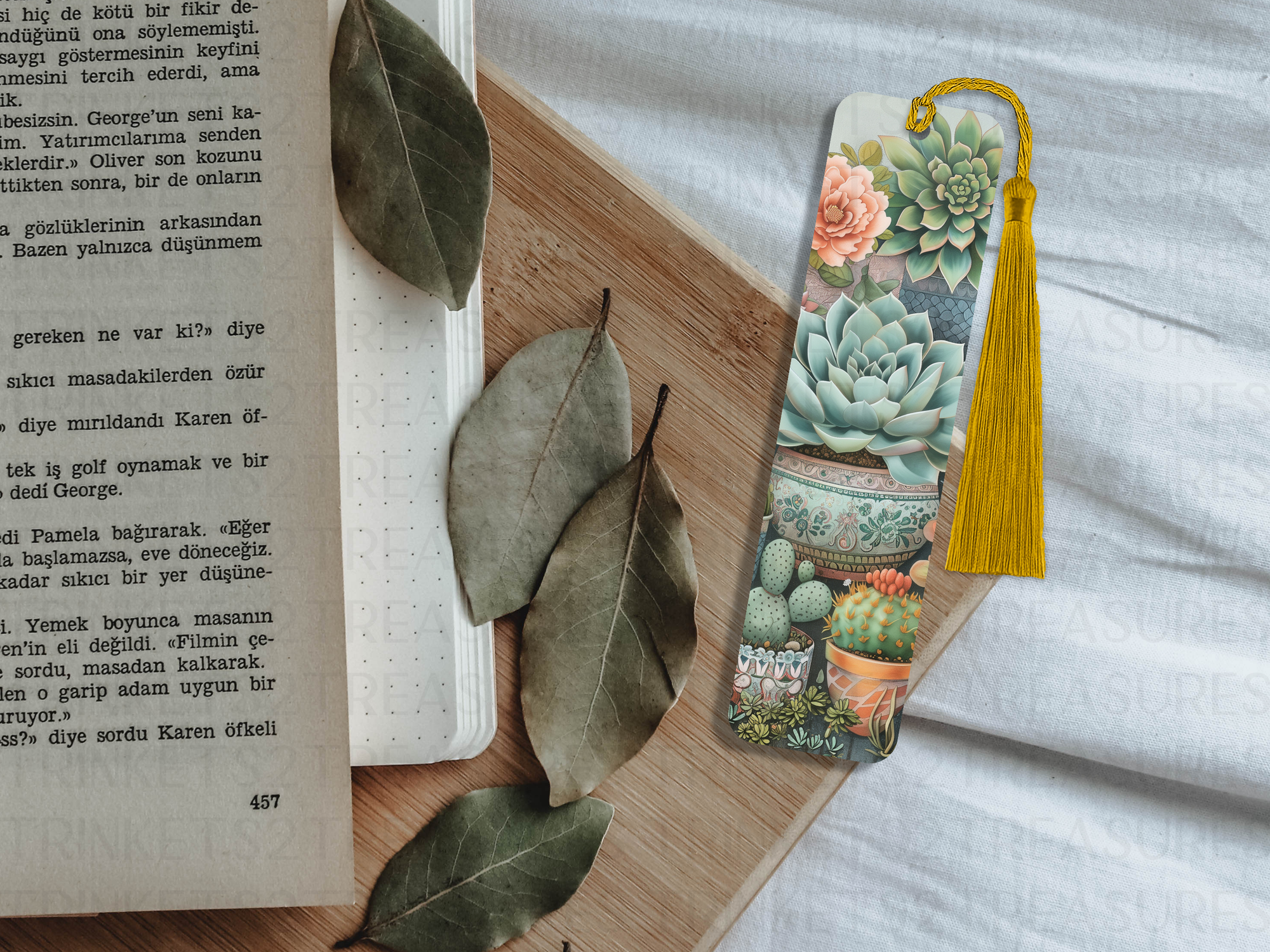 Bookmark and Tassel with Double Sided Sublimation Succulent Splendor #922