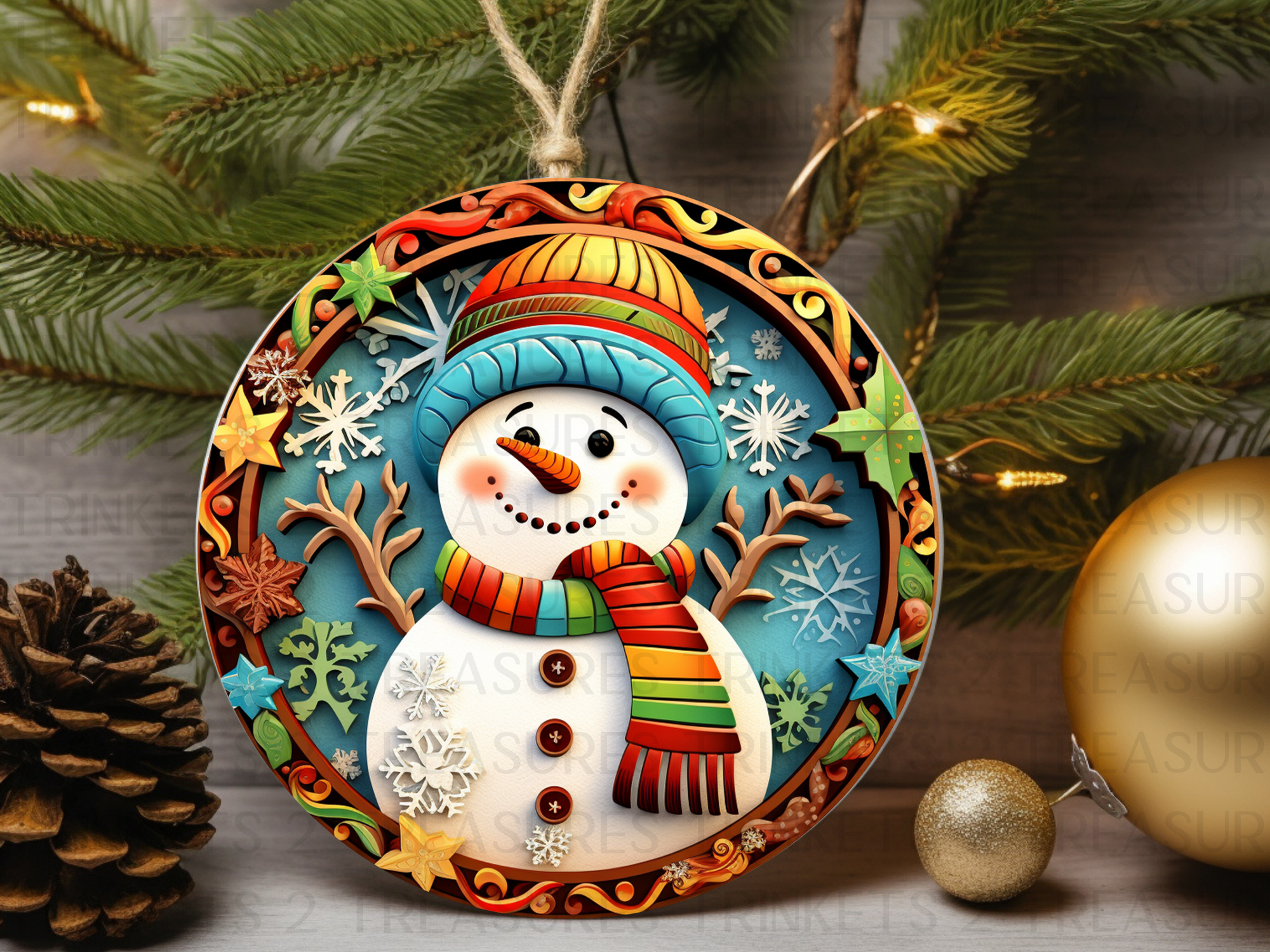 3" Acrylic or MDF Elegant Ornaments Snowman Delights Series #403