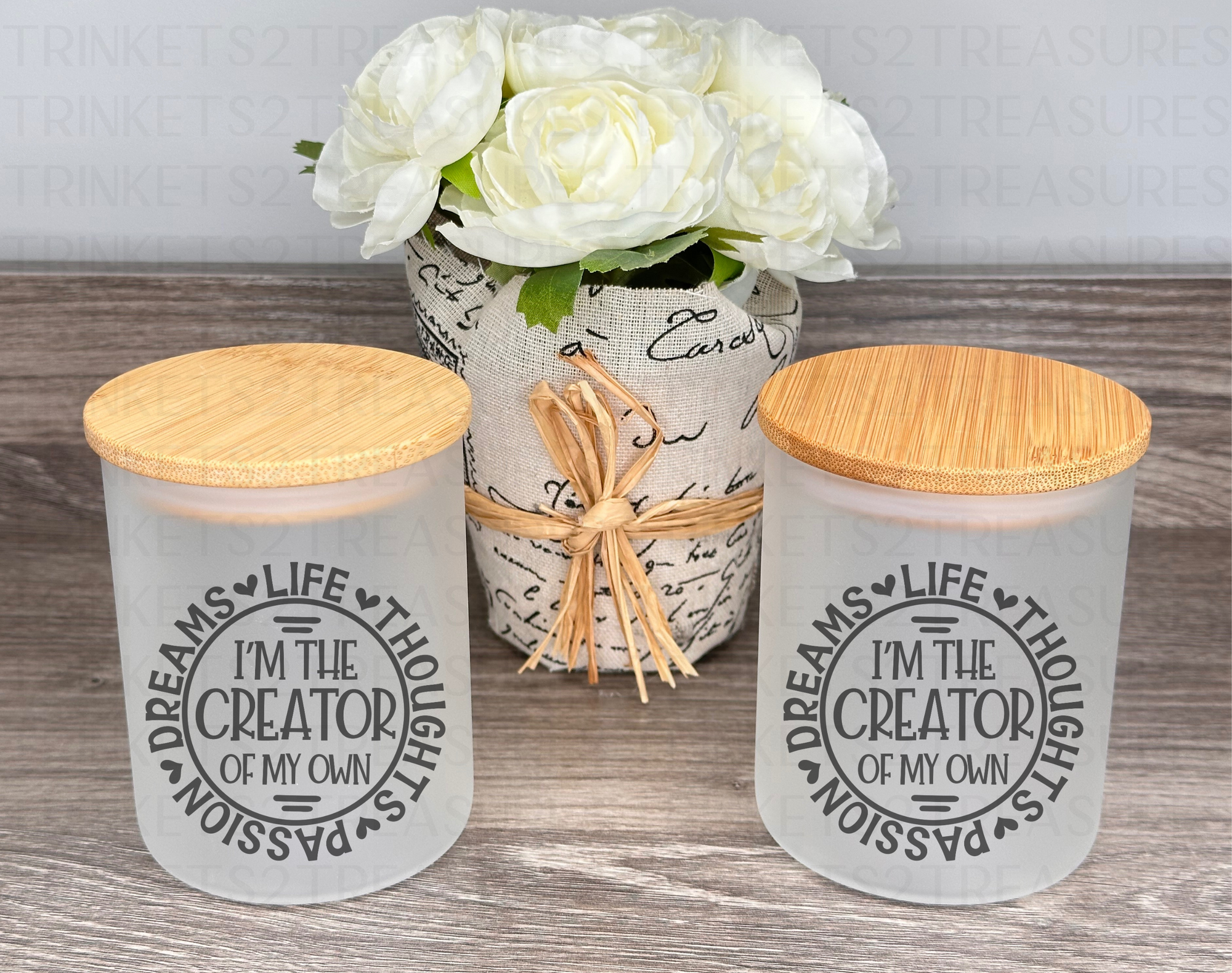 10 oz Frosted Candle Jars with Bamboo Lid/Multi-Purpose Jar/I'm the Creator/#513