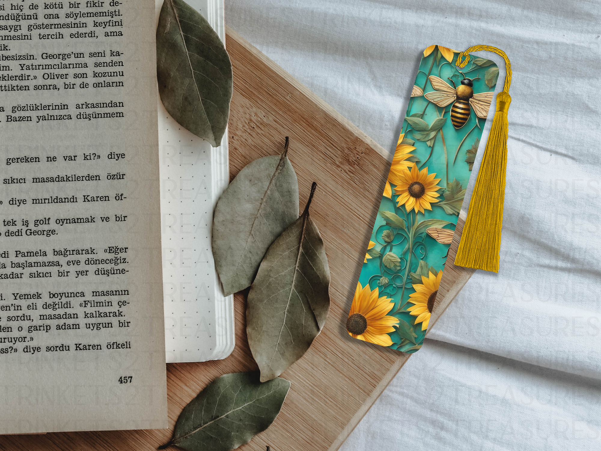 Bookmark and Tassel with Double Sided Sublimation Sunflower bee #923