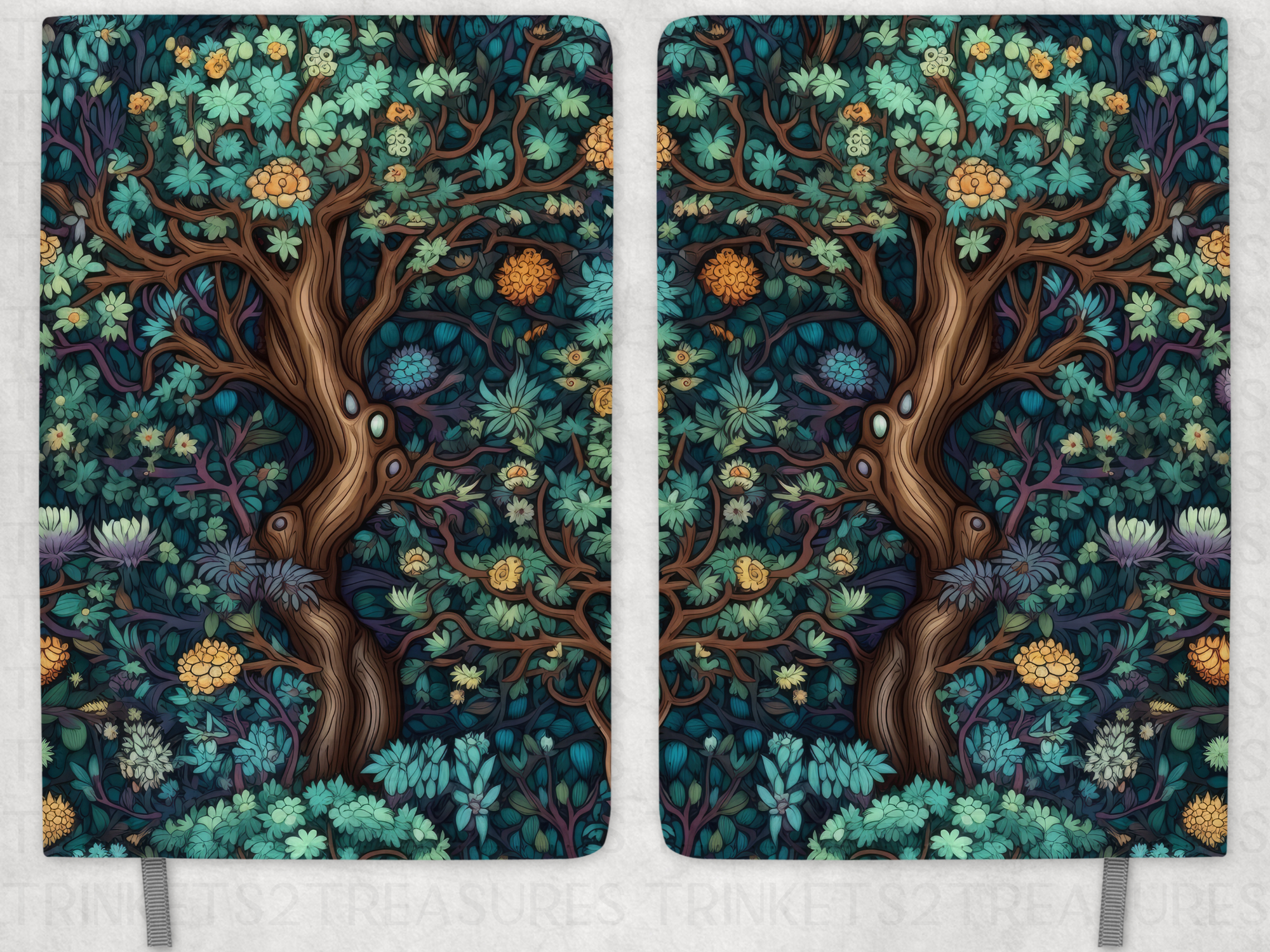 Personalized Journal and Matching Bookmark Teal Forest Keepsake Journal #819