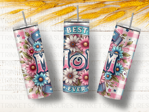 Personalized 20 oz Stainless Steel Tumbler with Metal Straw and Best Mom Ever Design #331