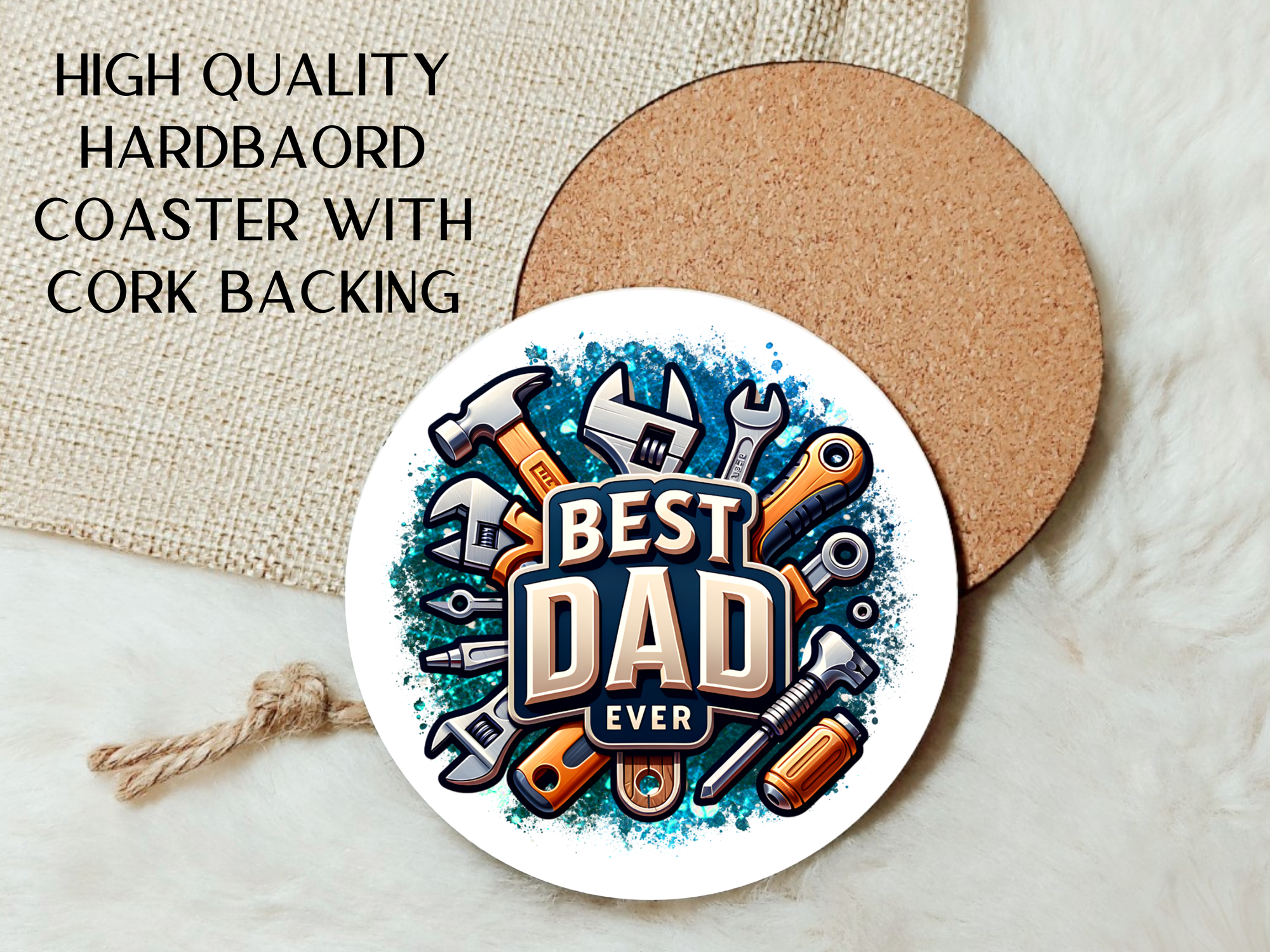 Personalized Ceramic Mug and Matching Coaster Set/11 oz or 15 oz Coffee Mug/Best Dad Ever Tools #127