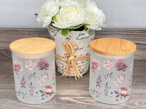 10 oz Frosted Candle Jars with Bamboo Lid/Multi-Purpose Jar/Dusty Rose/#526