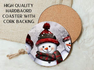 Personalized Ceramic Mug and Matching Coaster Set/11 oz or 15 oz Coffee Mug/3 Snowman Design/#120