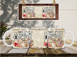 Personalized Ceramic Mug and Matching Coaster Set/11 oz or 15 oz Coffee Mug/Mrs. Claus Cocoa Company #146