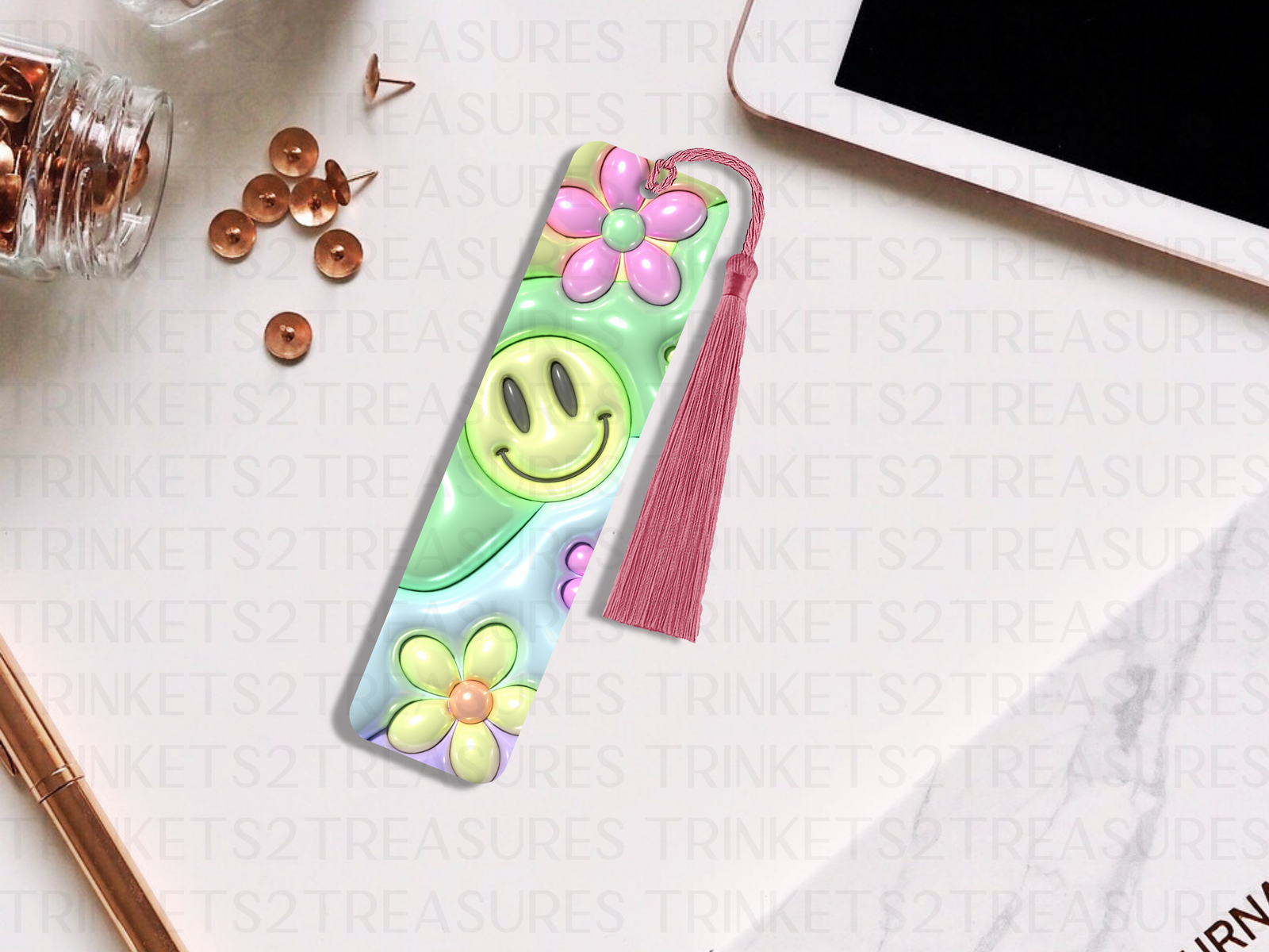 Bookmark and Tassel with Double Sided Sublimation Retro Smile #921