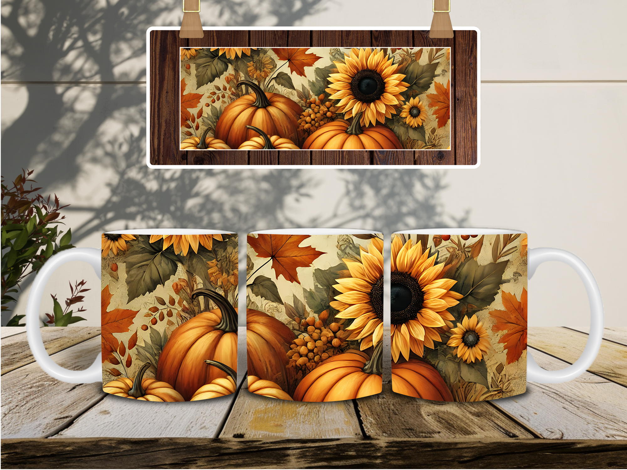 Personalized Ceramic Mug and Matching Coaster Set/11 oz or 15 oz Coffee Mug/Fall Harvest #135