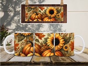 Personalized Ceramic Mug and Matching Coaster Set/11 oz or 15 oz Coffee Mug/Fall Harvest #135