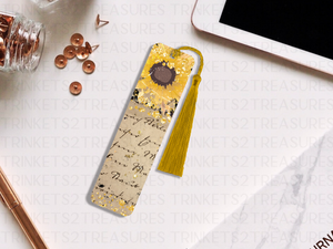 Bookmark and Tassel with Double Sided Sublimation Sunflower Script #919