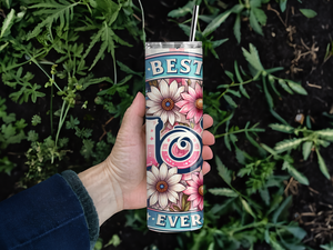 Personalized 20 oz Stainless Steel Tumbler with Metal Straw and Best Mom Ever Design #331