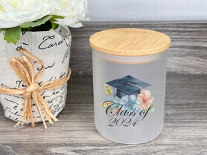 10 oz Frosted Candle Jars with Bamboo Lid/Multi-Purpose Jar/Class of 2024/#519