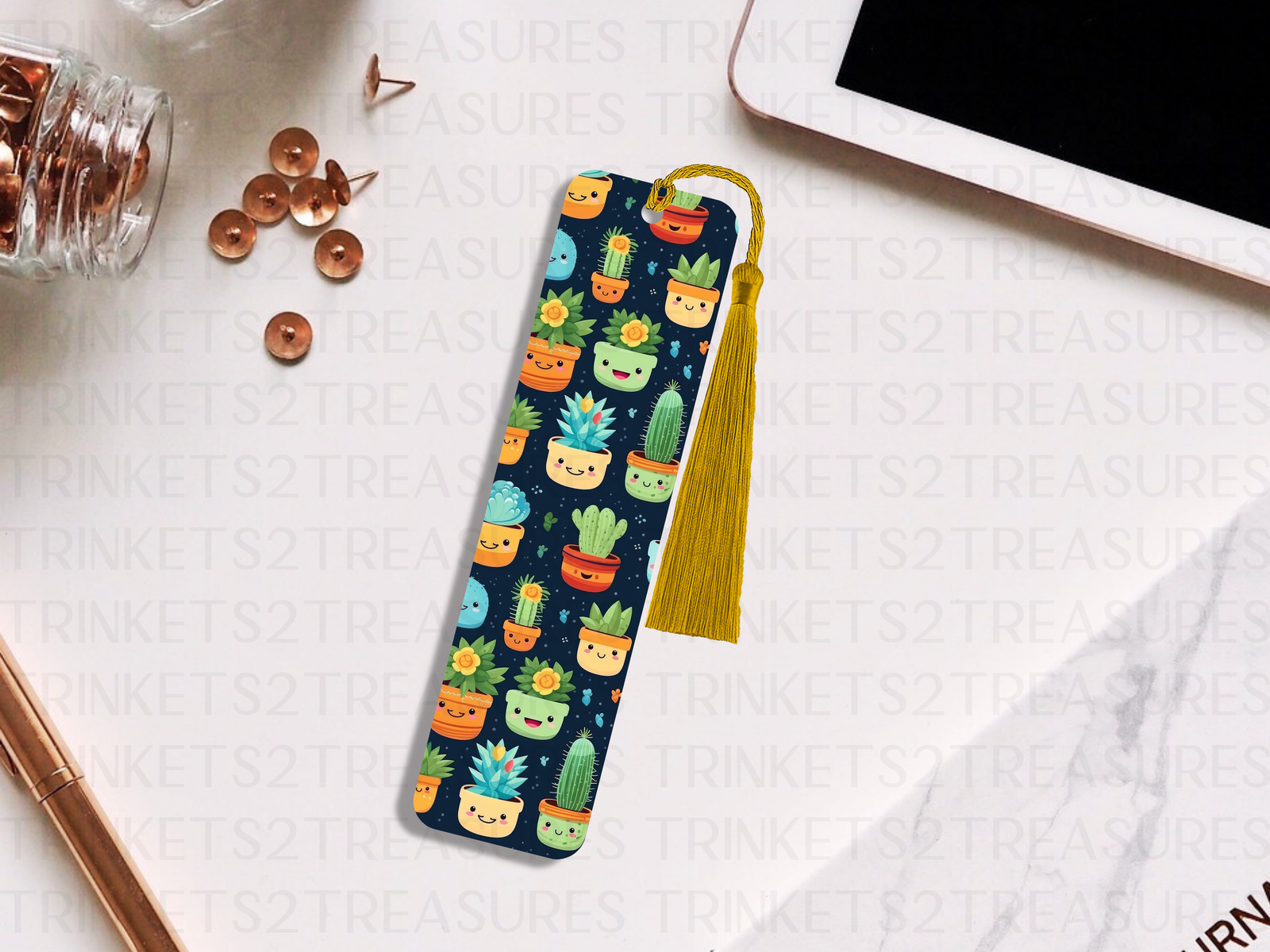Bookmark and Tassel with Double Sided Sublimation Succulent Smiles #928