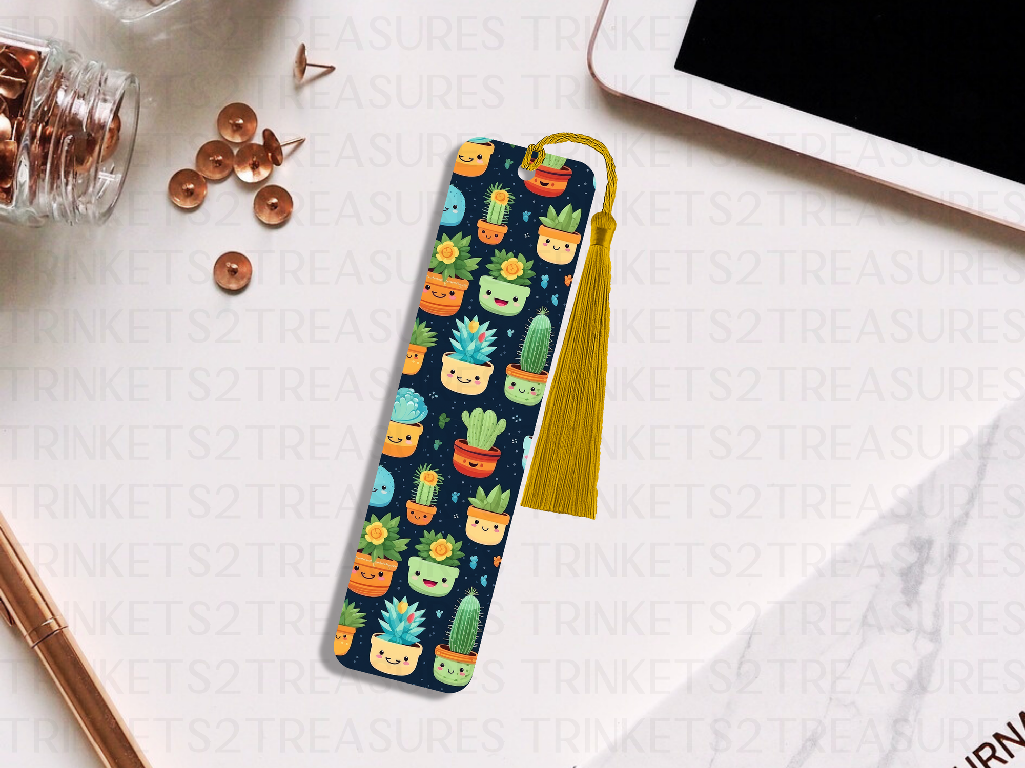 Bookmark and Tassel with Double Sided Sublimation Succulent Smiles #928