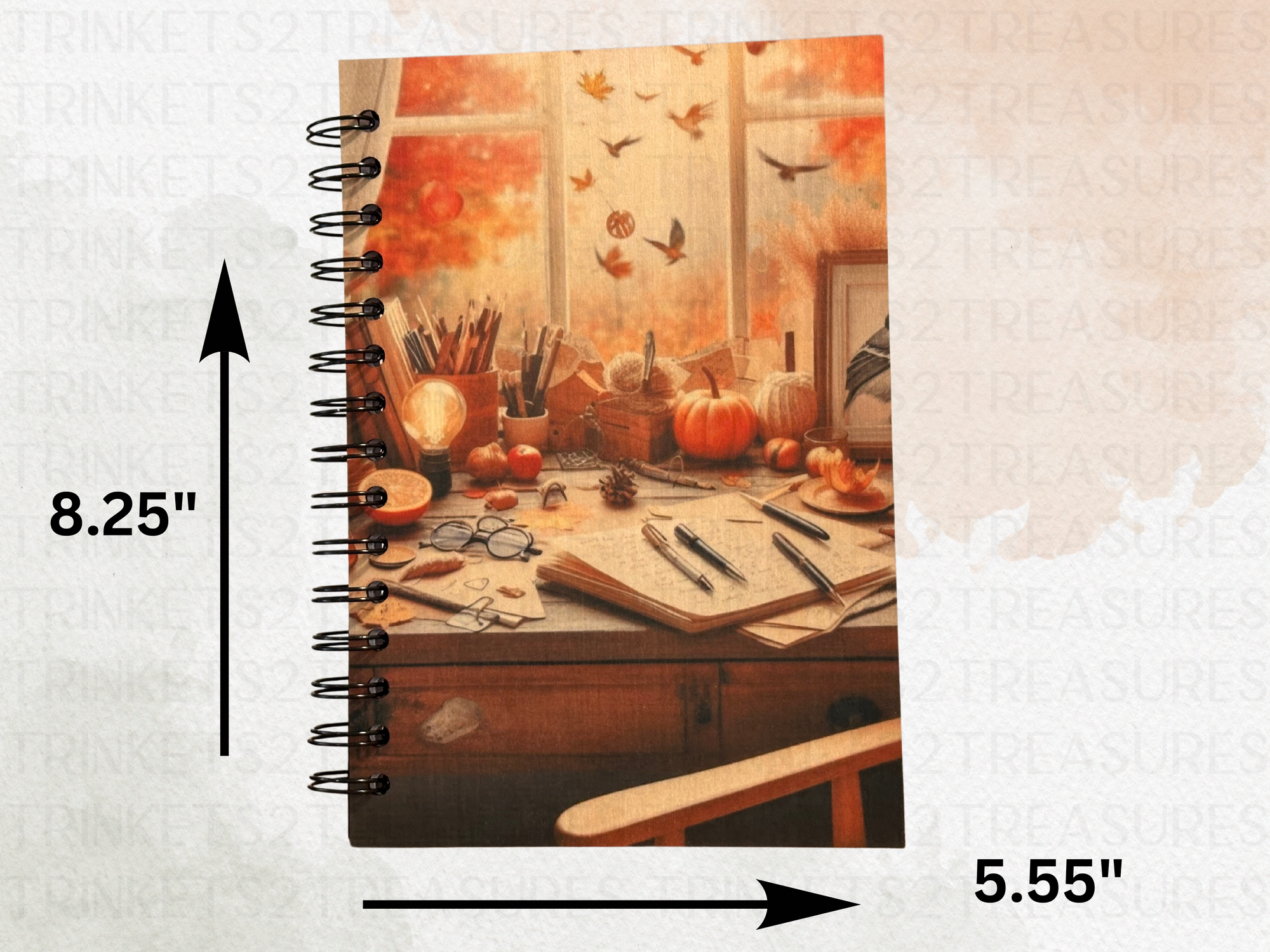 Personalized Fall Thoughts Wood Notebook #1020