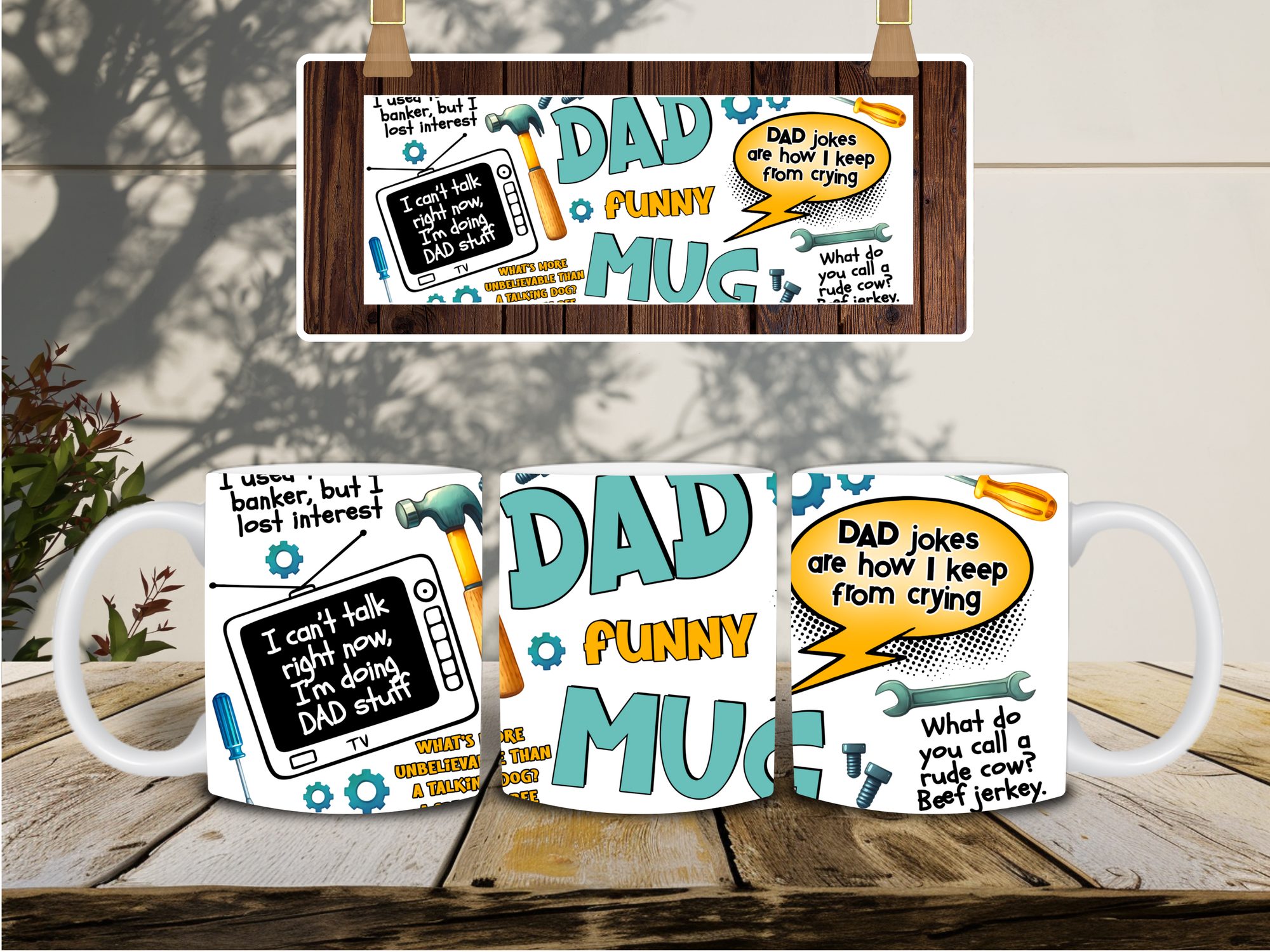 Personalized Ceramic Mug and Matching Coaster Set/11 oz or 15 oz Coffee Mug/Dad Funny Mug #125