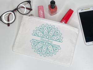 Personalized Canvas Tote Bag with Matching Canvas Make-up Mandala #727