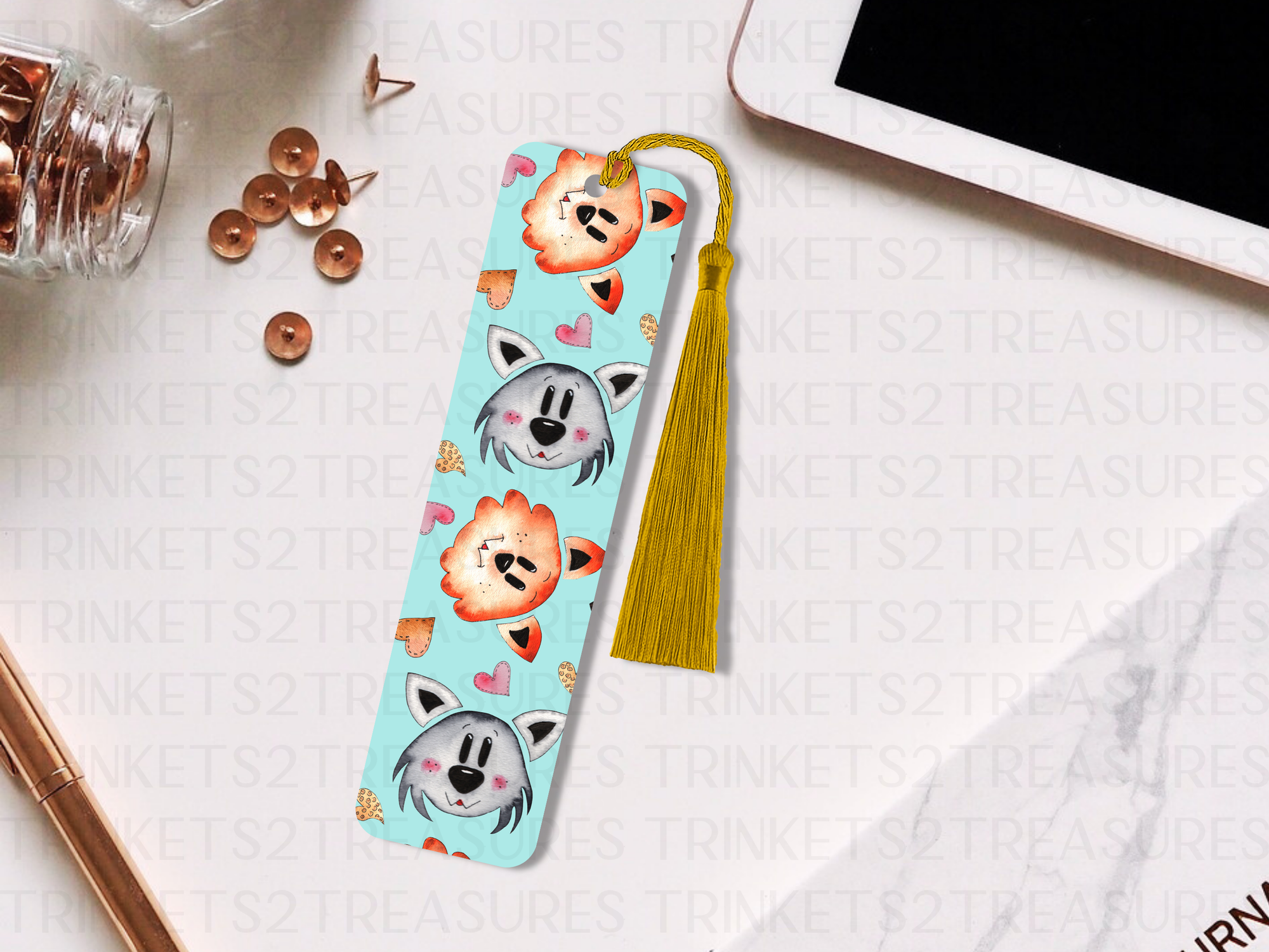 Bookmark and Tassel with Double Sided Sublimation Kitty Love #908