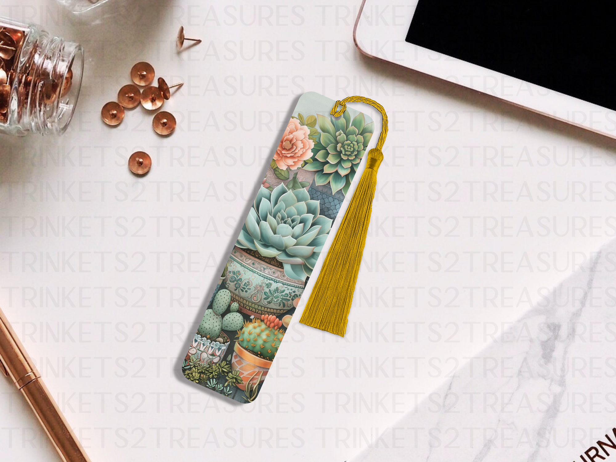 Bookmark and Tassel with Double Sided Sublimation Succulent Splendor #922